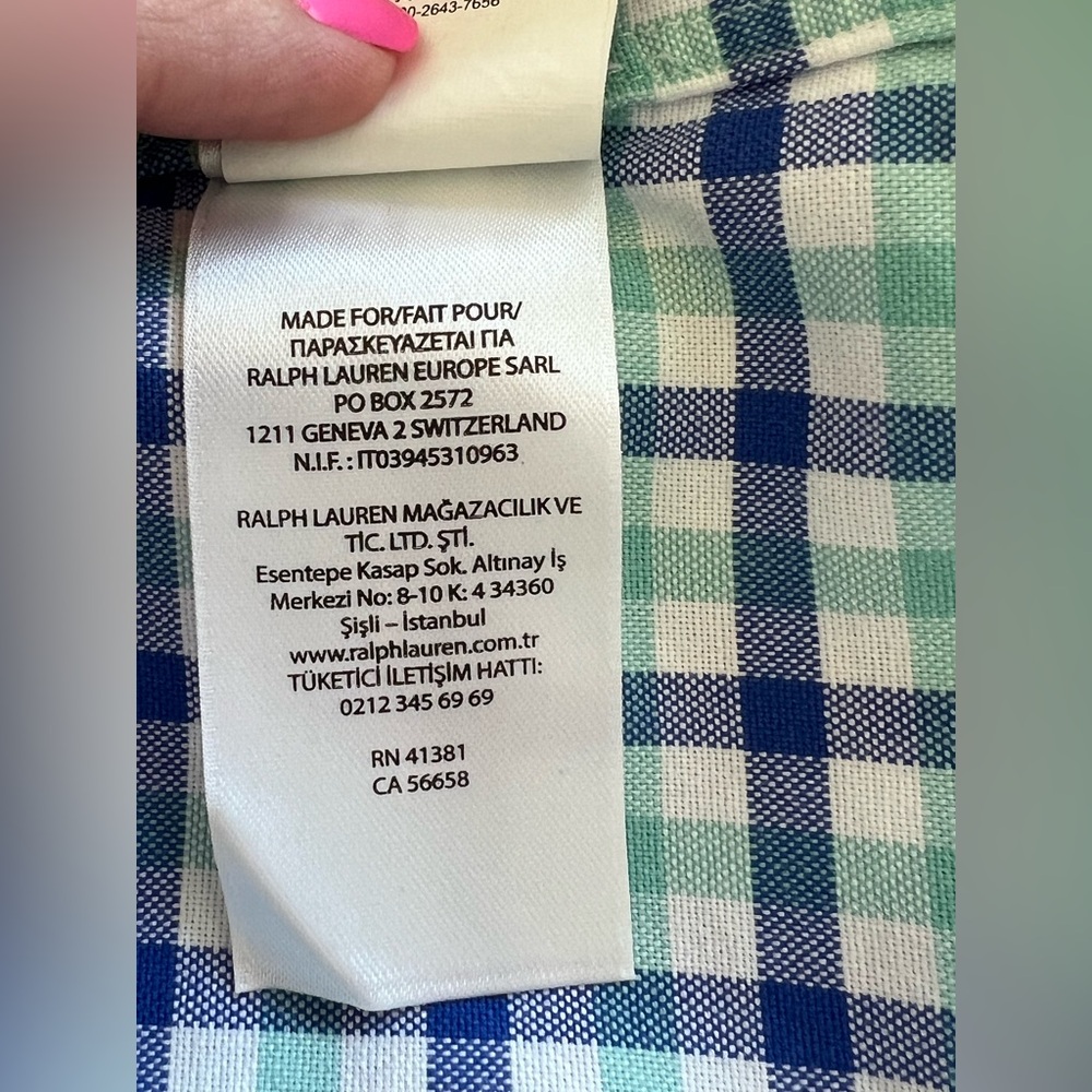 💚 EUC RALPH LAUREN Blue Green White Check Button Down Shirt | Men’s XL - Picture 8 of 10